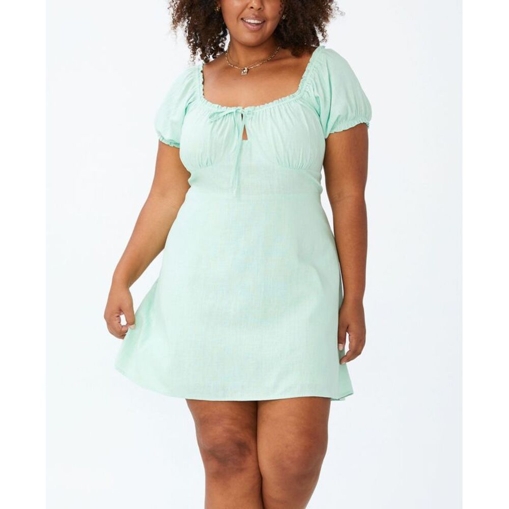 Plus Size Trendy Milly Sweetheart Puff Sleeve Mini Dress